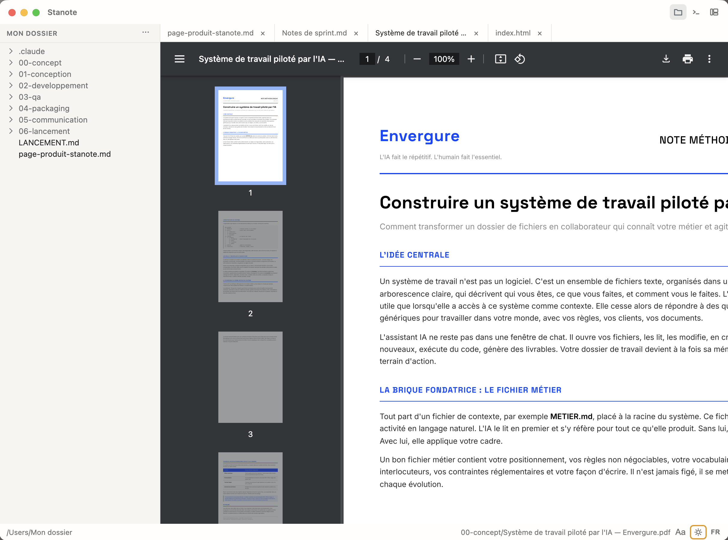 Stanote — visionneuse PDF intégrée